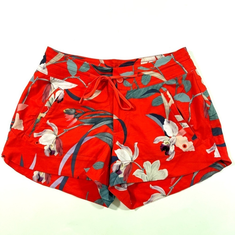 Athleta Hudson Board Shorts Red Floral Print